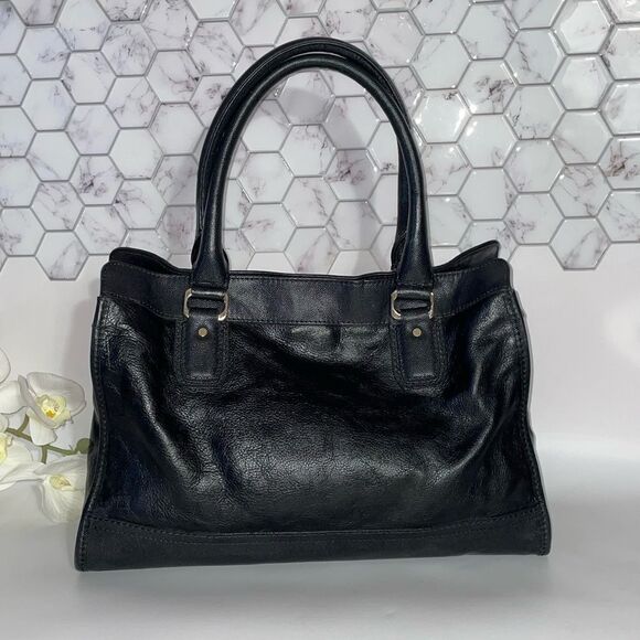 Elegant Cole Haan Valise Kendra Black Leather Satchel Handbag - Picture 2 of 13